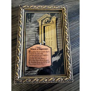 The House of Friendship Motto print, vintage framed foil print C and A Richards